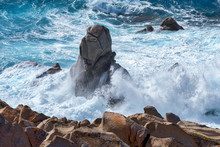 Waves Pounding The Coastline At Capo Testa Sardinia