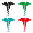 Set of medical caduceus symbol multicolored with shadow
