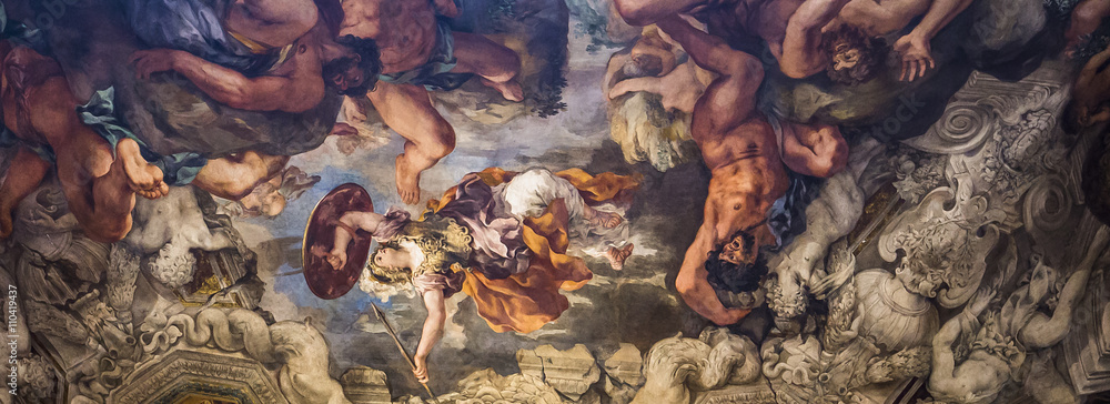 Ceiling fresco in Palazzo Barberini, Rome, Italy - obrazy, fototapety, plakaty 