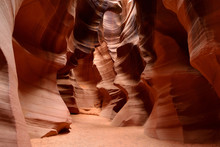 Glowing Colors Of Upper Antelope Canyon, The Famous Slot Canyon In Navajo Reservation Near Page, Arizona,