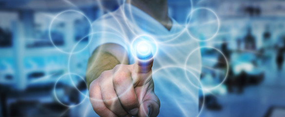Aufkleber - Businessman touching modern tactile screen button
