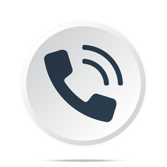 Wall Mural - Black Phone icon on white web button