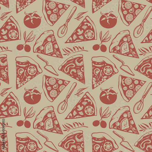 Board z aluminiowym obramowaniem Vintage wzór z kawałkami pizzy