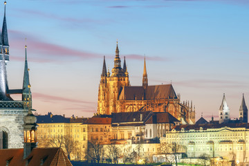 Wall Mural - Prague. View of the city at sunset.