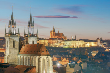 Wall Mural - Prague. View of the city at sunset.