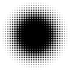 Fototapete - Circle halftone element, monochrome abstract graphic for DTP, pr