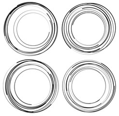 Fototapete - Random concentric circles. Set of 4 elements. abstract monochrom