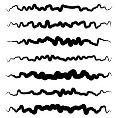 Poster - Abstract irregular line set. Different wavy, zigzag dividers, li