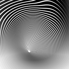 Fototapete - Concentric shapes with deformation effect. Abstract grayscale gr