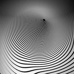Fototapete - Concentric shapes with deformation effect. Abstract grayscale gr