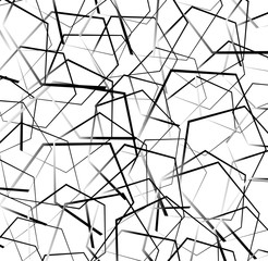 Fototapete - Random, scattered shapes geometric monochrome illustration / pat