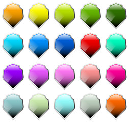 Poster - Set of 16 shield shapes with different colors
