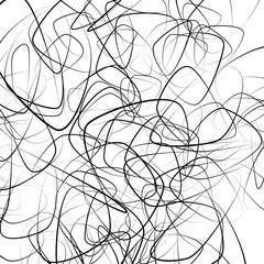 Wall Mural - Random squiggly, chaotic lines. Artistic monochrome image.