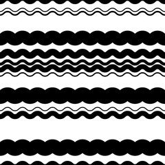 Fototapete - Wavy (zigzag) lines repeatable pattern - Irregular monochrome pa