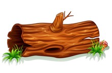 Illustration Of A Tree Trunk With Mushroom