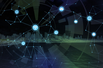 Poster - smart city and wireless communication network, abstract image visual, internet of things