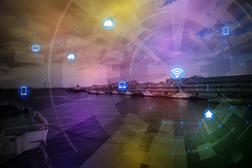 Poster - smart logistics and wireless communication network, abstract image visual, internet of things