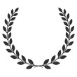 A laurel wreath icon - symbol of victory and achievement. Vintage design element for medals, awards, coat of arms or anniversary logo. Gray silhouette isolated on white background. Vector illustration