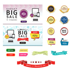 Canvas Print - promotional banner & marketing set. this set contains badges, sale tags, buttons, and banners for yo