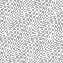 Checkered Seamless Pattern 3D. Gray And White Square Wave Combination. Chess Board Squares Distortion. Optical Illusion. Texture For Prints, Textiles, Wrapping, Wallpaper, Website, Blogs. VECTOR
