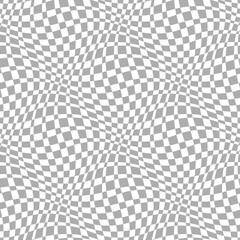 Wall Mural - checkered seamless pattern 3d. gray and white square wave combination. chess board squares distortio
