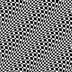 Wall Mural - checkered seamless pattern 3d. black and white square wave combination. chess board squares distorti