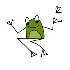 Sticker - Funny frog, sketch for your design