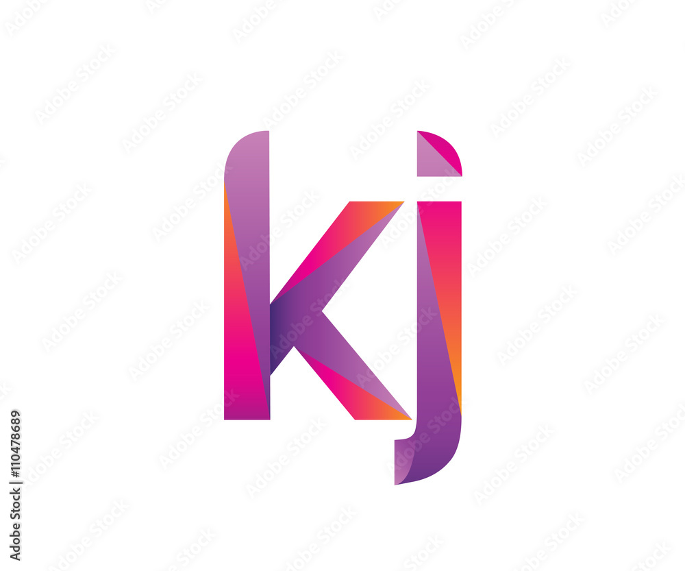 Creative Color Letter K J Logo Stock Vector | Adobe Stock