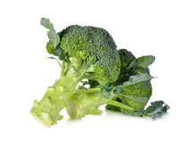 Fresh Broccoli With Leaf On White Background