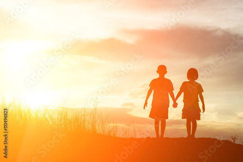 Silhouette Boy And Girl At Sunset Romantic Scene And Love Conce Stock Photo Adobe Stock Silhouette Boy And Girl At Sunset Romantic Scene And Love Conce Stock Photo Adobe Stock