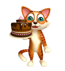  fun cat cartoon character with cake