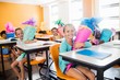 © WavebreakmediaMicro - happy pupils sitting at their desk with gifts boxes