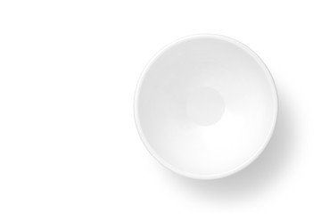 Wall Mural - Top view of empty bowl on white background