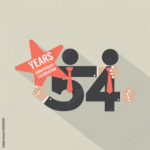 Poster 54th Years Anniversary Typography Design Vector Illustration.