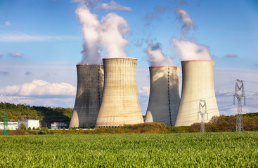 Wall Mural - Evening view of Nuclear power plant