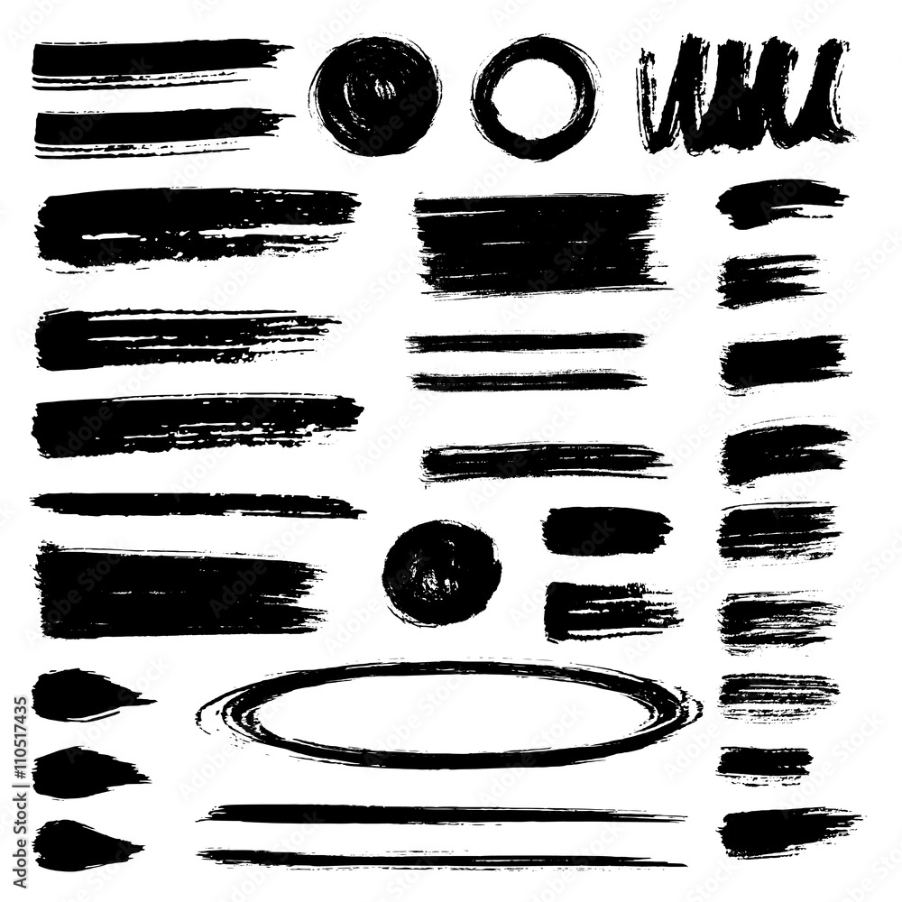 Set Of Black Hand-Drawn Grunge Elements Stock Vector | Adobe Stock