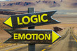 Logic - Emotion crossroad in a desert background