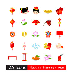 Wall Mural - Set of 25 icons happy chinese new year with asia traditional ele