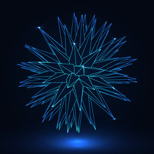 Spiked Object. Blue Abstract Star. Vector.