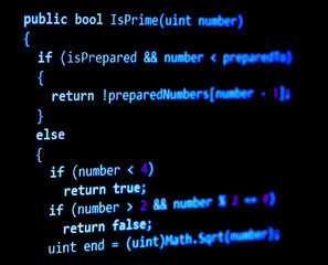 Wall Mural - programming code - blue color, written in c# language syntax