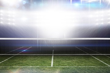 Wall Mural - Composite image of digital image of tennis net on a white backgr