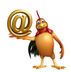 Poster - cute Chicken cartoon character with at the rate sign