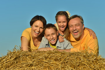 Sticker - happy family at   field