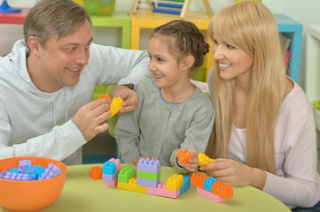 Canvas Print - happy family playing at home