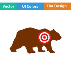 Wall Mural - Flat design icon of bear silhouette with target