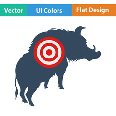 Wall Mural - Icon of boar silhouette with target