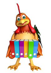 Sticker - fun  Chicken cartoon character with files