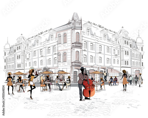 Fashion people in the street cafe.