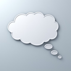 Fototapete - Thinking bubble concept over white wall background. 3D rendering.