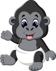 Sticker - illustration of Funny gorilla cartoon